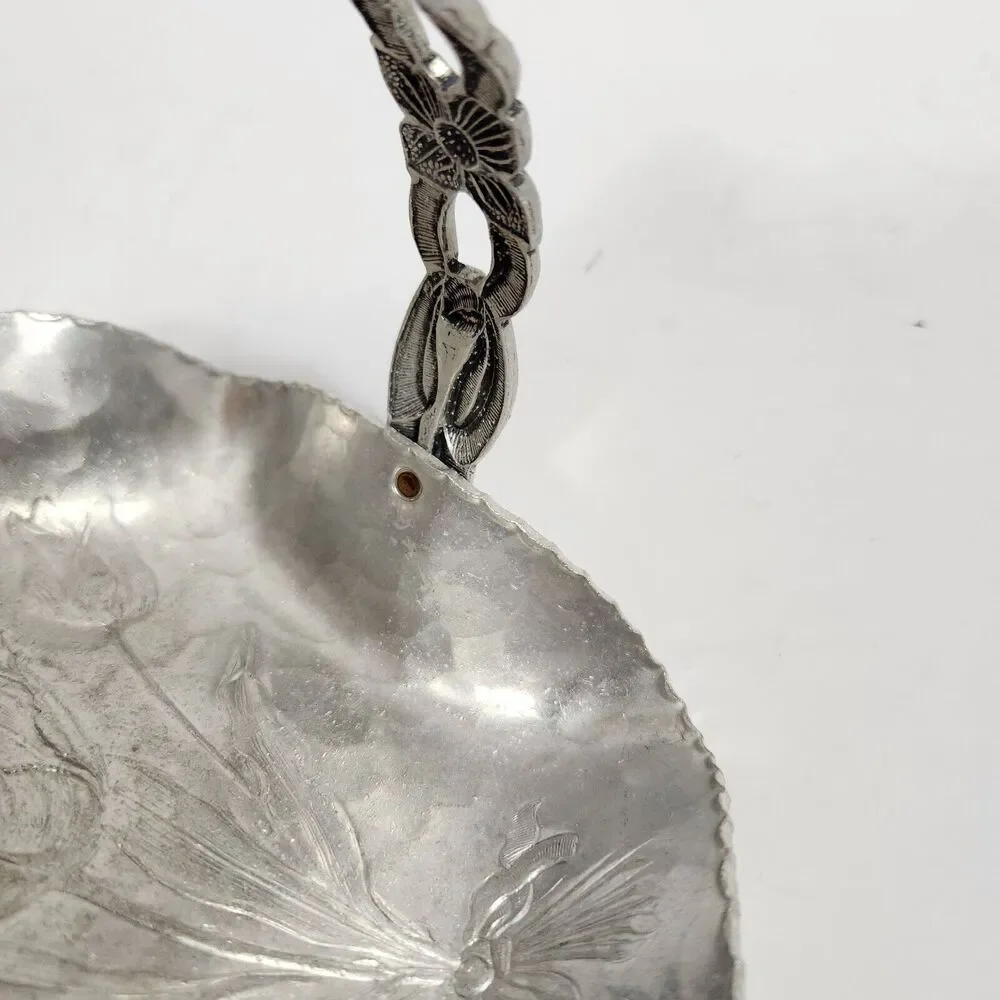 Hand Wrought Creations by Rodney Kent Hammered Aluminum Basket W/Tulips #429